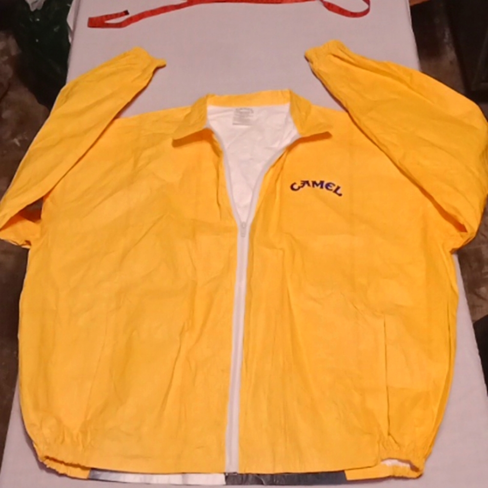 Camel L. N. Gordon Designs XLG (44-46) Yellow And Blue Wind Breaker Jacket